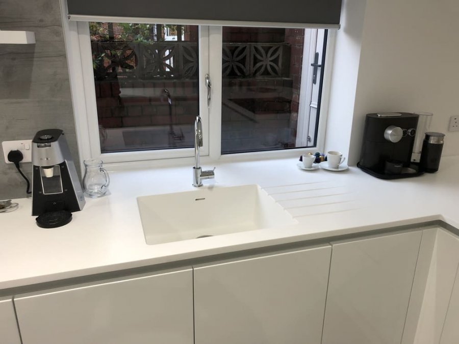 Corian work tops in garage conversion Wigan